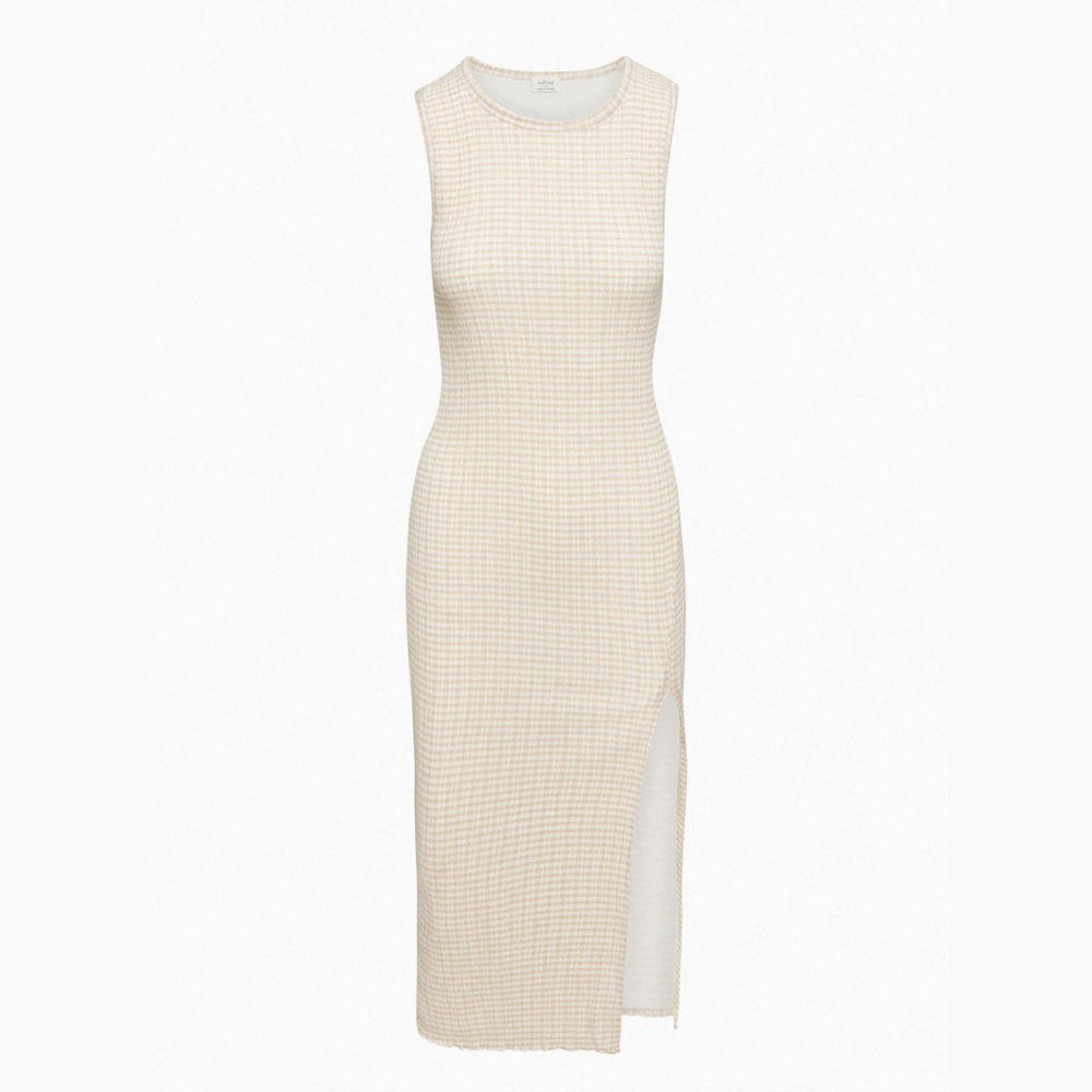 Wilfred Beige Checkered Midi Dress